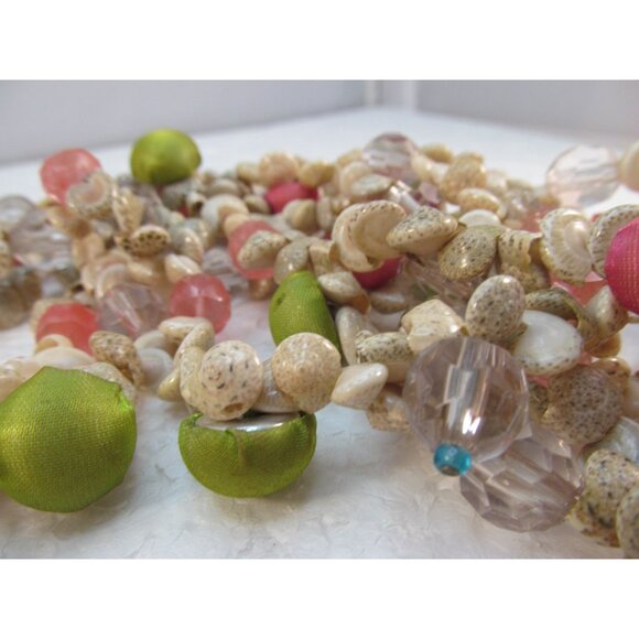 Vintage Multi Strand Shell & Bead Necklace with Ribbon Tie - Picture 13 of 15